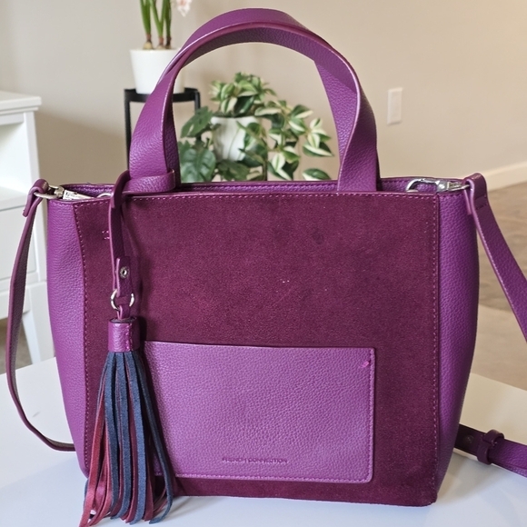 French Connection Handbags - French connection faux leather crossbody shoulder bag color burgundy